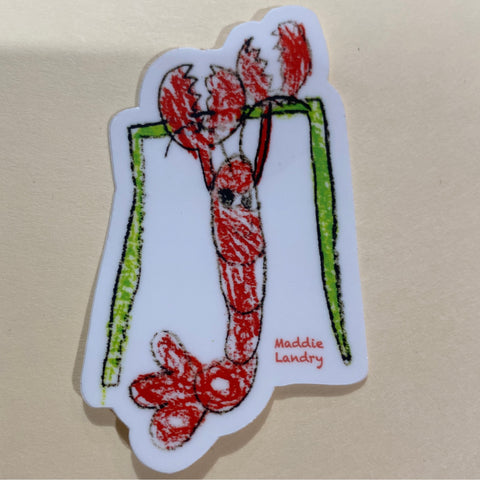 Lobster Doing Pull-Ups Sticker by Maddie