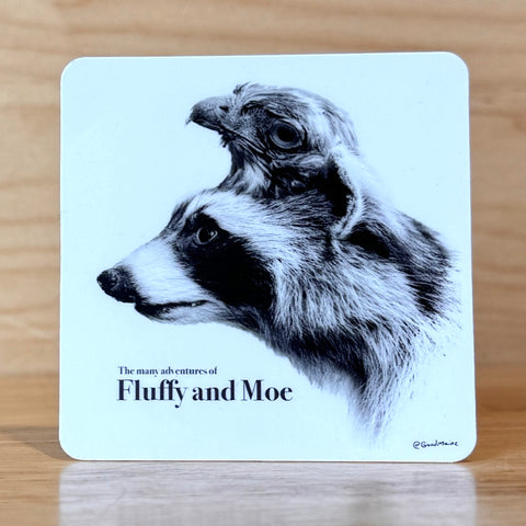 Fluffy and Mo the Hawk Sticker by @themainesouvenirshop