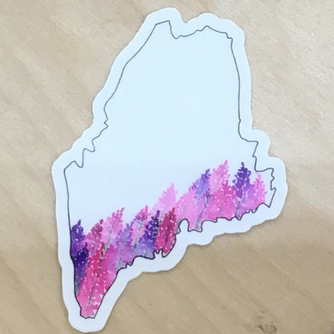 Maine Lupins Sticker by @scribblesanddoodlez