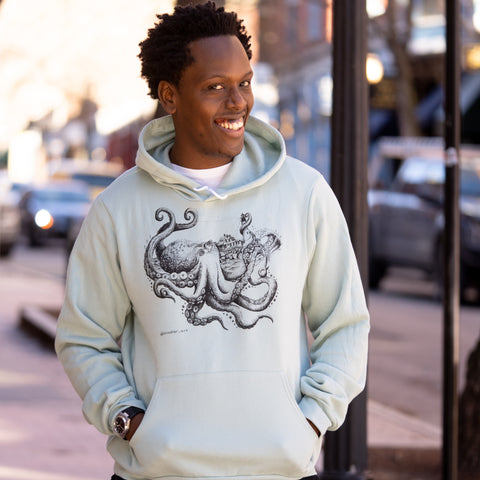 Octopus Dusty Blue Hoodie @esedler_art