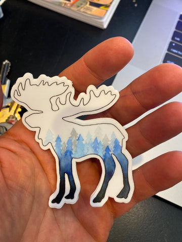 Moose and Pines Sticker by @scribblesanddoodlez
